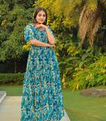 Emerald color  georgette maxi dress