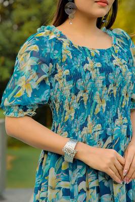 Emerald color  georgette maxi dress 3