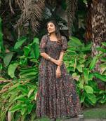 Black colour georgette maxi dress