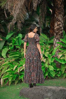 Black colour georgette maxi dress 2