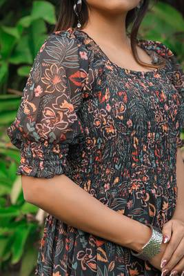 Black colour georgette maxi dress 3