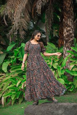 Black colour georgette maxi dress 4