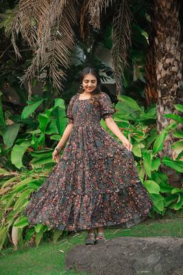 Black colour georgette maxi dress 5