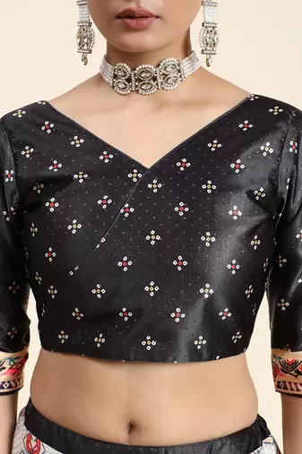 White Satin Silk Lehenga Choli Set With Dupatta