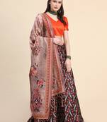 Black Satin Silk Digital Printed Semi-Stitched Lehenga Choli Set With Dupatta