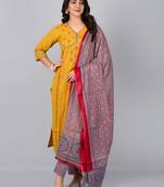 Fashion petasl straight kurta with printed pant & printed dupatta