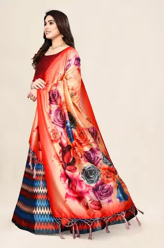 Multi-Color Semi-Stitched Lehenga Choli Set With Dupatta
