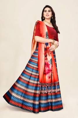 Multi-Color Semi-Stitched Lehenga Choli Set With Dupatta 3