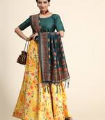 Yellow Semi-Stitched Satin Silk Lehenga Choli Set With Dupatta