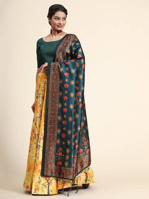 Yellow Semi-Stitched Satin Silk Lehenga Choli Set With Dupatta 3