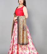 Pink Satin Silk Semi-Stitcehd Lehenga Choli Set With Dupatta