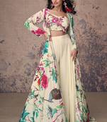 Multicolor Crepe Palazzo Suit With Floral Prints