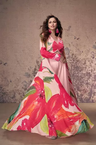 Multicolor Casual Palazzo Suit for Women (Size Up to 42")