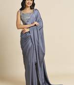 Gray Fabulous Burfi Silk Silk Blend Saree With Lycra Sequins Unstitch Blouse