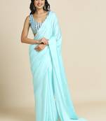 Turquois Fabulous Burfi Silk Silk Blend Saree With Lycra Sequins Unstitch Blouse