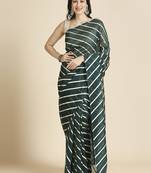 Dark Green Kota Leheriya Organza Saree With Shimmer Unstitch Blouse