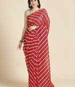 Maroon Kota Leheriya Organza Saree With Shimmer Unstitch Blouse