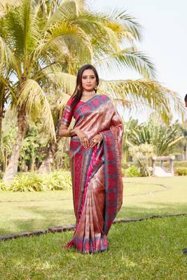 Boutique collection kanjivaram soft silk saree with blouse fabric 3