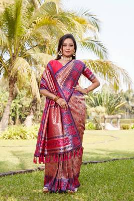 Boutique collection kanjivaram soft silk saree with blouse fabric 2