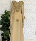 Beige Georgette Embroidered Stone work Stitched Dress Kaftan Party Wear Wedding Dresses