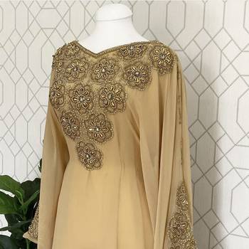 Beige Georgette Embroidered Stone work Stitched Dress Kaftan Party Wear Wedding Dresses 3