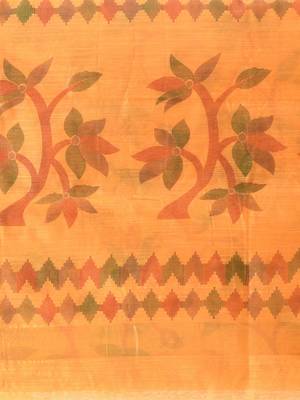 Yellow Woven Cotton Silk Self Design Handloom-Sarees Without Blouse Piece 4