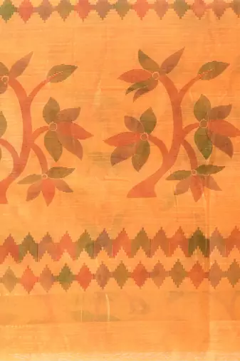 Yellow Woven Cotton Silk Self Design Handloom-Sarees Without Blouse Piece