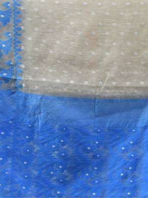 Grey Woven Cotton Floral Handloom Jamdani Sarees Without Blouse Piece 4