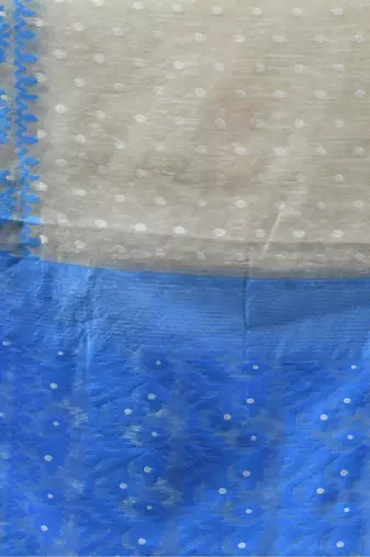 Grey Woven Cotton Floral Handloom Jamdani Sarees Without Blouse Piece