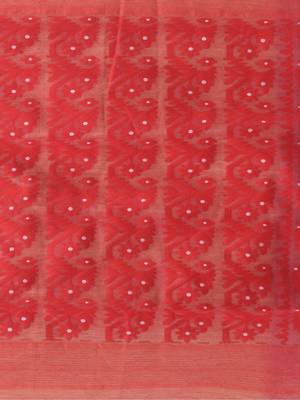 Cream Woven Cotton Floral Handloom Jamdani Sarees Without Blouse Piece 4
