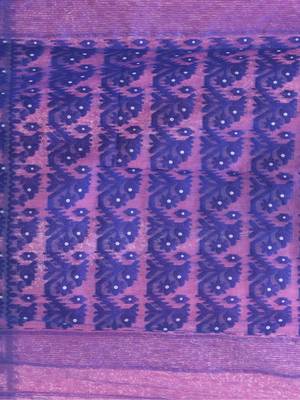Pink Woven Cotton Floral Handloom Jamdnai Sarees Without Blouse Piece 4