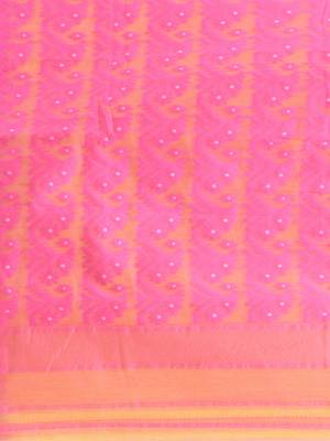 Yellow Woven Cotton Floral Handloom Jamdani Sarees Without Blouse Piece 4