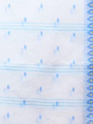 Blue Woven Cotton Floral Handloom-Sarees Without Blouse Piece 4
