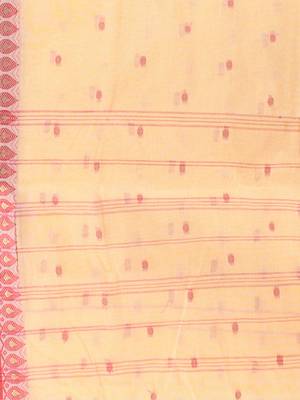 Cream Woven Cotton Floral Handloom-Sarees Without Blouse Piece 4