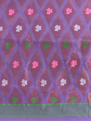 Lavender Woven Cotton Self Design Handloom Jamdani Sarees Without Blouse Piece 4