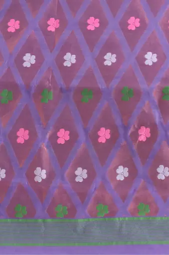 Lavender Woven Cotton Self Design Handloom Jamdani Sarees Without Blouse Piece