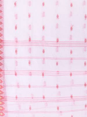 White Woven Cotton Floral Handloom-Sarees Without Blouse Piece 4