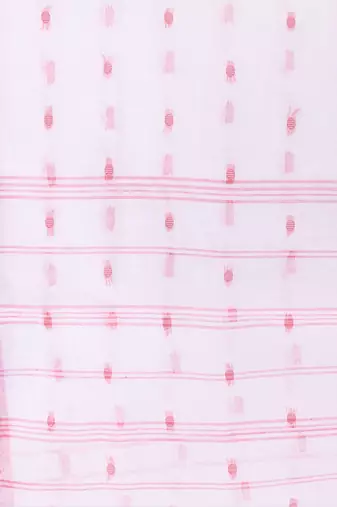 White Woven Cotton Floral Handloom-Sarees Without Blouse Piece