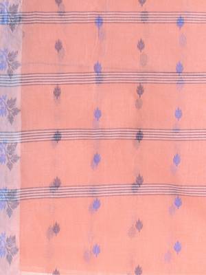Pink Woven Cotton Floral Handloom-Sarees Without Blouse Piece 4