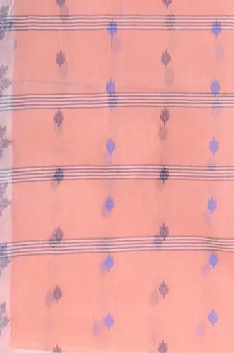 Pink Woven Cotton Floral Handloom-Sarees Without Blouse Piece