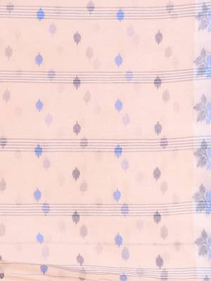 Pink Woven Cotton Floral Handloom-Sarees Without Blouse Piece 4