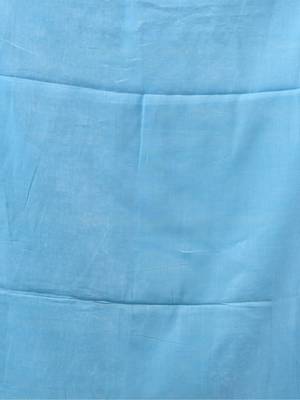 Blue Woven Cotton Solid Handloom-Sarees Without Blouse Piece 4