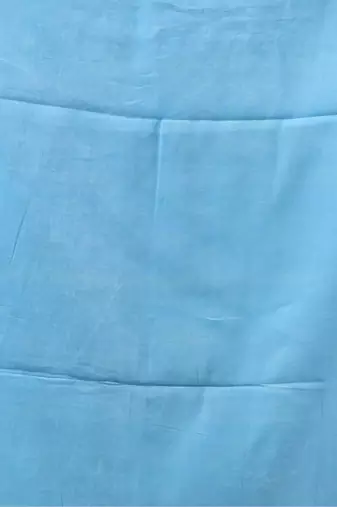 Blue Woven Cotton Solid Handloom-Sarees Without Blouse Piece