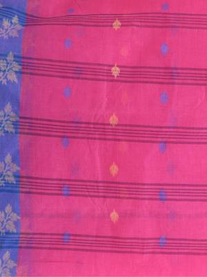 Pink Woven Cotton Floral Handloom-Sarees Without Blouse Piece 4