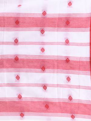 White woven cotton floral handloom-sarees with blouse piece 4