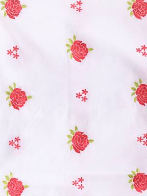 White woven cotton silk rose embroidered handloom-sarees with blouse piece 4