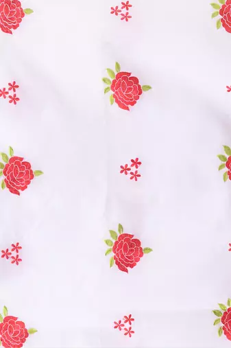 White woven cotton silk rose embroidered handloom-sarees with blouse piece