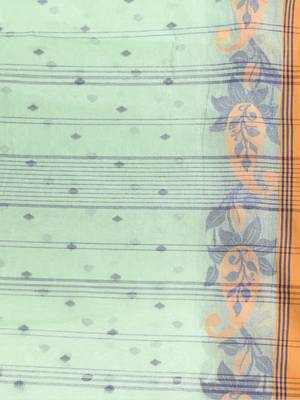 Light Green Woven Cotton Paisley Handloom-Sarees Without Blouse Piece 4