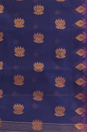 Purple Woven Cotton Leaves Handloom-Sarees Without Blouse Piece