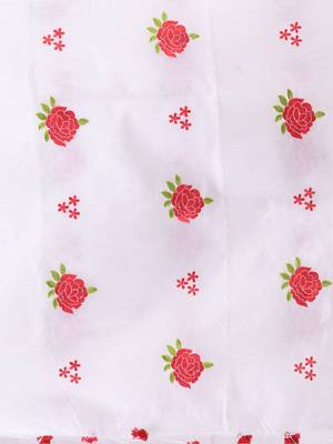 White woven cotton silk rose embroidered handloom-sarees with blouse piece 4